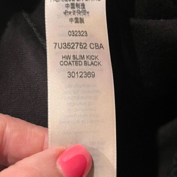 7 For All Mankind High Waist HW Cropped Straight Black Coated Jeans BLACK Sz 29 - Picture 7 of 8